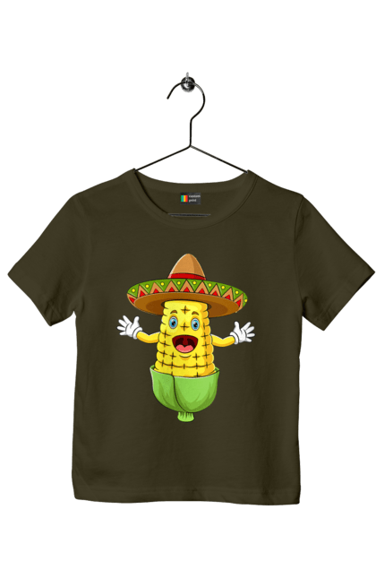 Children's t-shirt with prints Sombrero Corn. Corn, food, sombrero. 2070702