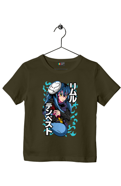 Children's t-shirt with prints Regarding Reincarnated to Slime Rimuru Tempest. Anime, manga, reincarnated to slim, reincarnated to slime, rimuru, rimuru tempest, short story, slime. 2070702