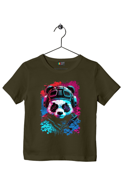 Футболка дитяча з принтом "Панда в VR шолом". Віртуальна реальність, гік, панда, персонаж, шолом. 2070702
