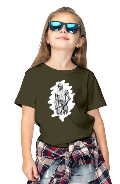 Children's t-shirt with prints Cyborgs of ukraine. Cossack, cyborg, forelock, patriot, pistol, ukrainian, vusa, zbroya. 2070702