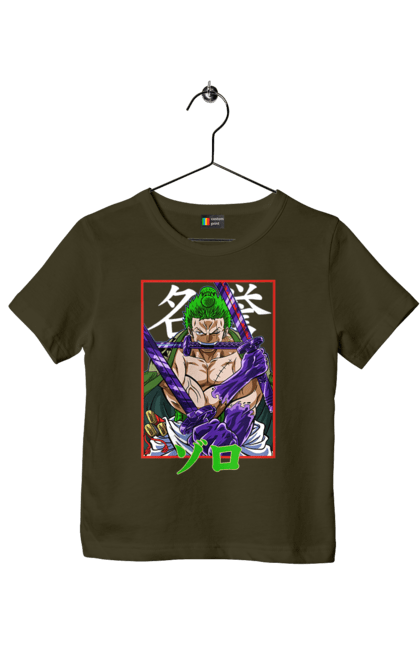 Children's t-shirt with prints One Piece Zoro. Anime, manga, one piece, roronoa zoro, straw hat pirates, swordsman, zoro. 2070702