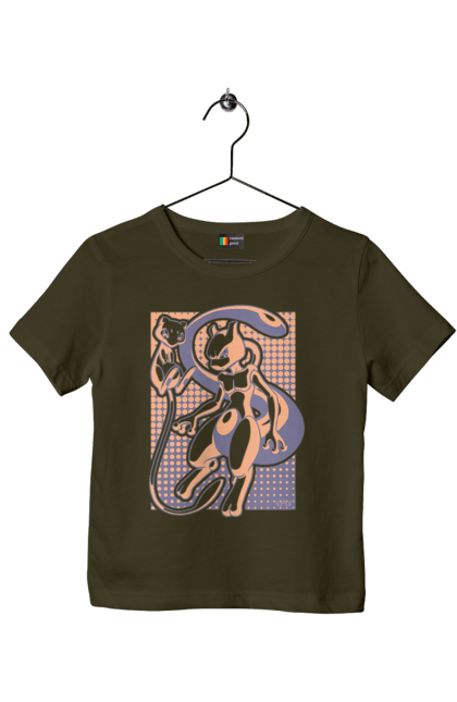 Children's t-shirt with prints Pokemon Mewtwo. Anime, games, mewtwo, nintendo, pokemon, pokemon go. 2070702