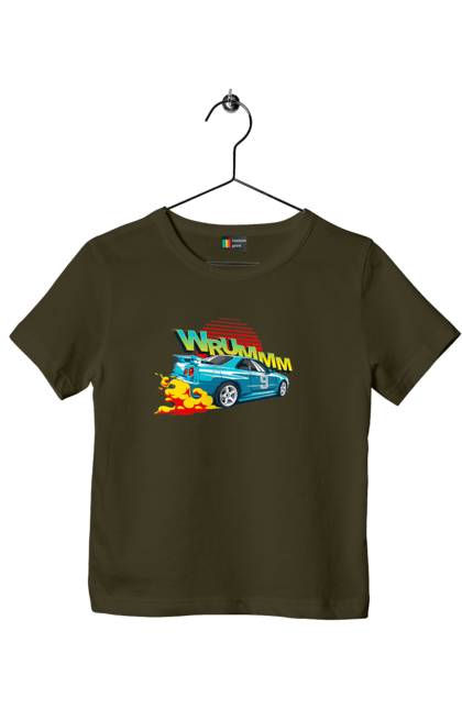 Футболка дитяча з принтом "Авто". Авто, вогонь, вулиці, денги, дрифт, спорт, спортивне авто, швидкість. 2070702