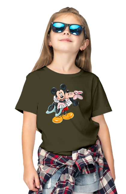 Children's t-shirt with prints Mickey Mouse and Minnie Mouse. Cartoon, disney, mickey, mickey mouse, minnie mouse. 2070702