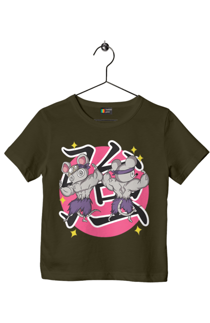 Children's t-shirt with prints Demon Slayer Uzui Tengen's mice. Anime, demon slayer, kimetsu no yaiba, manga, mice, serial, tengen, tengen uzui, uzui. 2070702