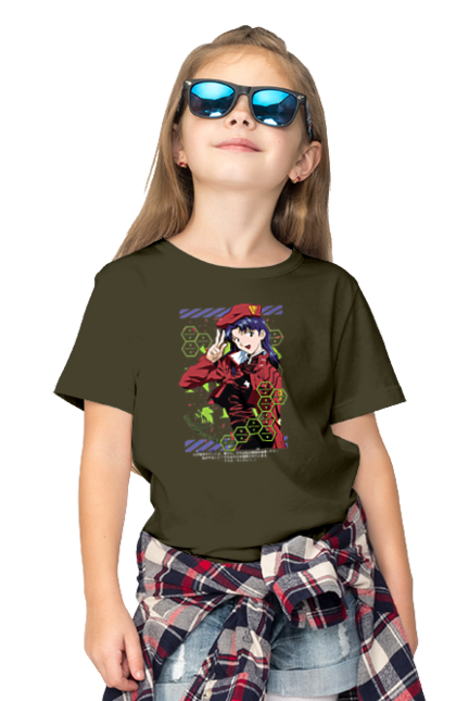 Children's t-shirt with prints Evangelion Misato. Angel, anime, eva 01, evangelion, eve, manga, misato, misato katsuragi, neon genesis evangelion. 2070702