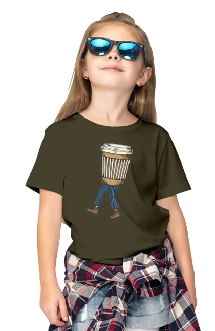 Children's t-shirt with prints Coffee Man. Coffee, coffee lover. 2070702