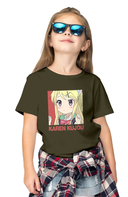 Children's t-shirt with prints Kiniro Mosaic Karen Kujo. Anime, gold mosaic, karen, karen kujo, kiniro mosaic, kinmoza, manga. 2070702