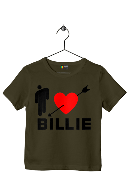 Футболка дитяча з принтом "Біллі Айліш". Біллі айліш, логотип біллі айліш, принт біллі айліш, співачка біллі айліш. 2070702