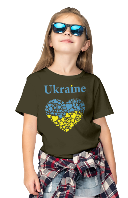 Футболка дитяча з принтом "Ukraine Heart". Прапор, серце, україна. 2070702