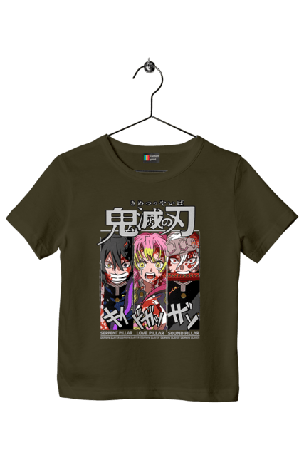 Children's t-shirt with prints Demon Slayer Obanai Mitsuri Tengen. Anime, demon slayer, iguro, kimetsu no yaiba, manga, mitsuri, obanai, tengen. 2070702