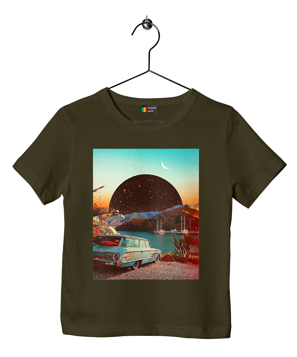 Painting, car by the river