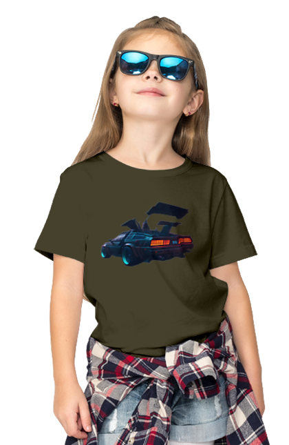 Children's t-shirt with prints DeLorean from back to the future. Car, delorean, from film. 2070702