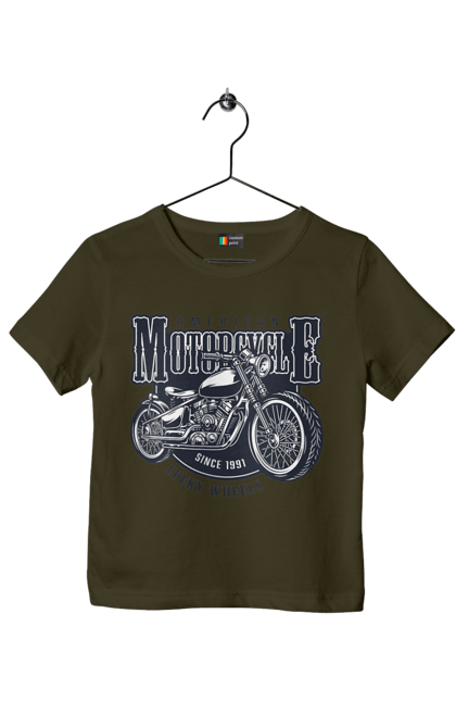 Футболка дитяча з принтом "Крутий vintage мотоцикл". Америка, вінтаж, вінтажний, гарний, мотоцикл, мотоцикли, ретро, стильно, стильовий, чоловічий. 2070702
