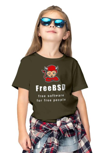 Футболка дитяча з принтом "Freebsd Для Вільних". Bsd, freebsd, unix, адміністратор, айті, айтішник, безкоштовна, безкоштовно, бестія, білий, вільна, демон, демонесса, доступність, незалежність, операційна система, ос, програміст, програмне забезпечення, свобода, сисадмін, система, системний адміністратор, софт, текст, червоний. 2070702