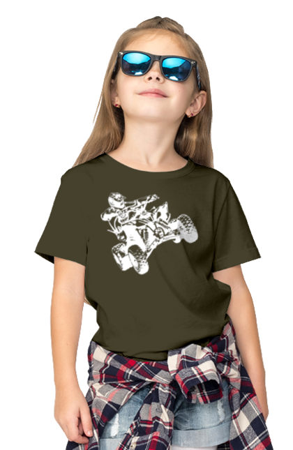 Children's t-shirt with prints Man On Atv White. Atv, extreme, race. 2070702