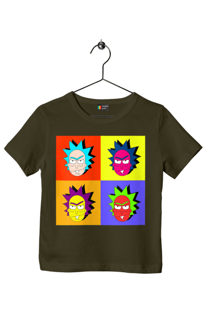 Children's t-shirt with prints Rick and Morty. Adventures, black humor, cartoon, pop art, rick, rick and morty, sci-fi, tragicomedy. 2070702