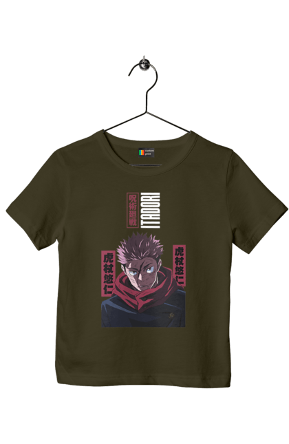 Children's t-shirt with prints Jujutsu Kaisen Itadori. Anime, dark fantasy, itadori, jujutsu kaisen, magic battle, manga, mystic, sukuna. 2070702