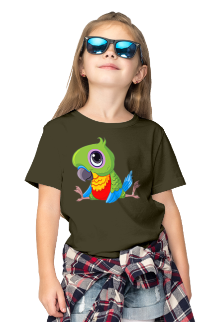 Футболка детская с принтом Попугайчик. Мило, попугай. 2070702