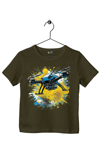 Футболка дитяча з принтом "Дрон". Дрон, зсу, символ україни, україна, фпв дрон. 2070702