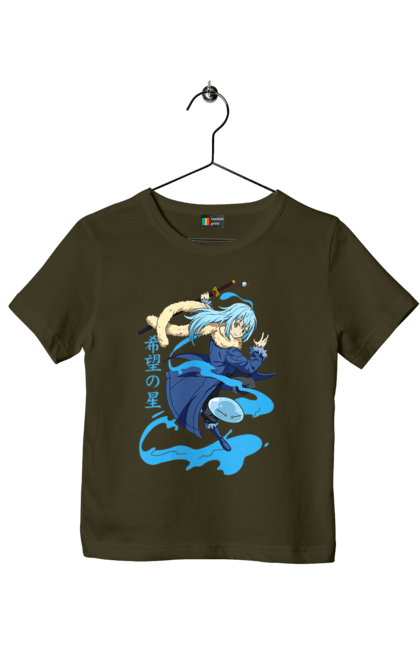 Children's t-shirt with prints Regarding Reincarnated to Slime. Anime, manga, reincarnated to slim, reincarnated to slime, rimuru, rimuru tempest, short story, slime. 2070702