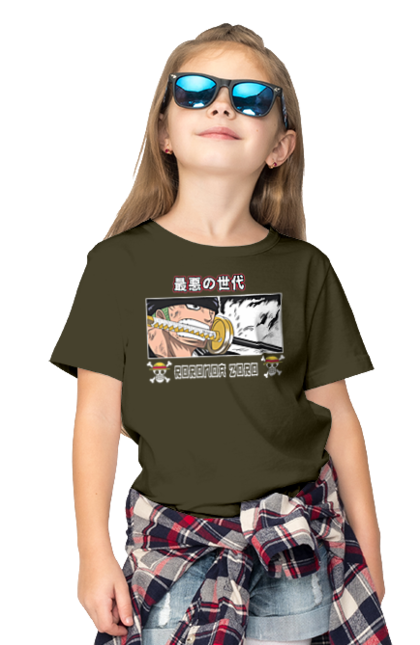 Children's t-shirt with prints One Piece Zoro. Anime, manga, one piece, roronoa zoro, straw hat pirates, swordsman, zoro. 2070702