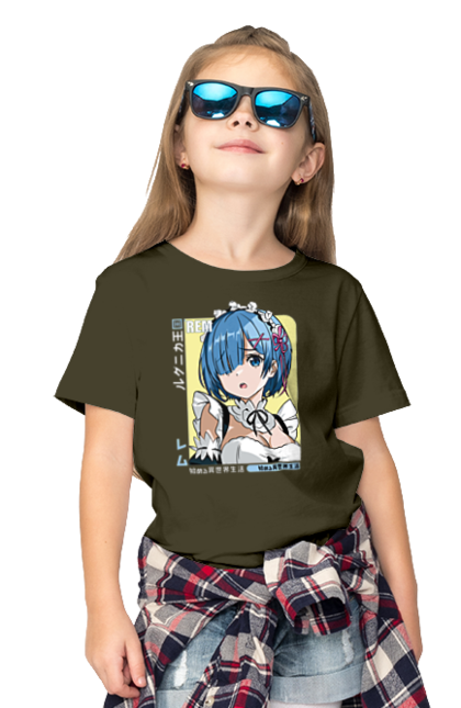 Children's t-shirt with prints Re:Zero Rem. Anime, drama, fantasy, manga, re:zero, rem, thriller. 2070702