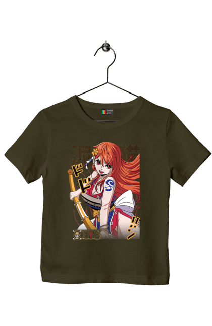 Children's t-shirt with prints One Piece Nami. Anime, cat burglar, manga, nami, one piece, straw hat pirates. 2070702