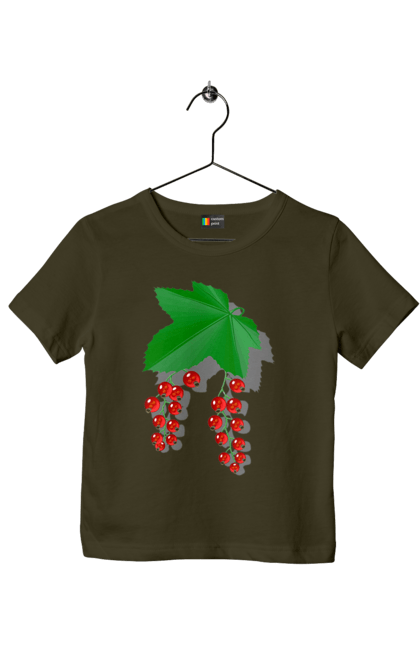 Футболка дитяча з принтом "Порічки Червоні". Делікатес, зріла, їжа, листя, літо, порічки, порічки червоні, смачно, смородина, стигла, урожай, червона, червона смородина, ягідка, ягода, ягоди. 2070702