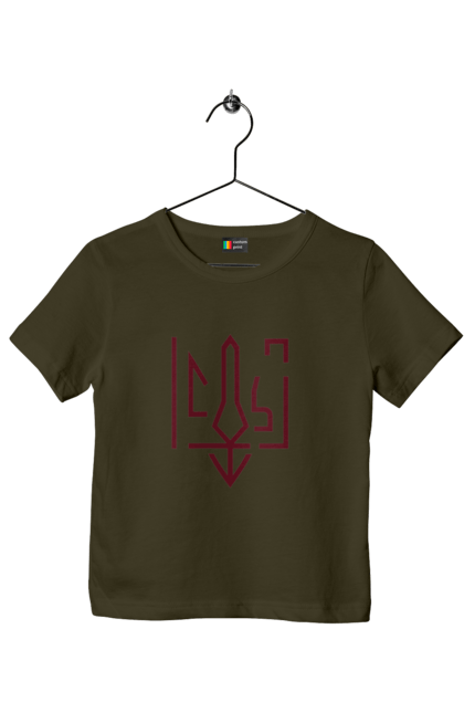 Футболка дитяча з принтом "Тризуб мінімалізм". Герб, герб україни, патріотичне, україна, українська символіка, українське. 2070702