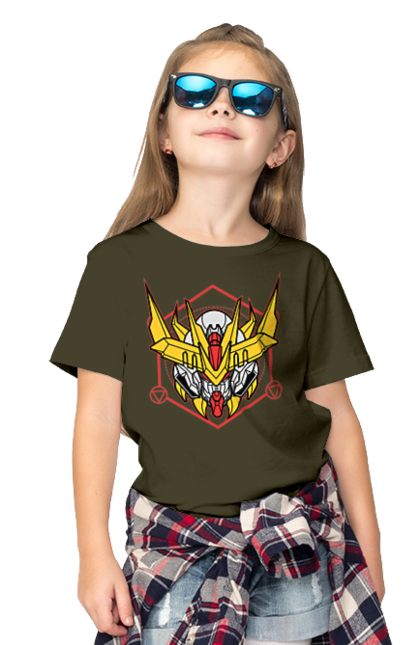 Children's t-shirt with prints Gundam Barbatos Lupus Rex. Anime, asw g 08, barbatos lupus rex, game, gundam, manga, robot, video game, war. 2070702