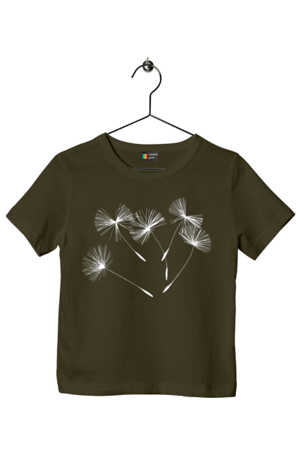 Футболка дитяча з принтом "Насіння кульбаби". Вітер, кульбаба, кульбаби, літають, літо, насіння, політ, природа, сезон. 2070702