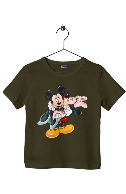 Children's t-shirt with prints Mickey Mouse and Minnie Mouse. Cartoon, disney, mickey, mickey mouse, minnie mouse. 2070702