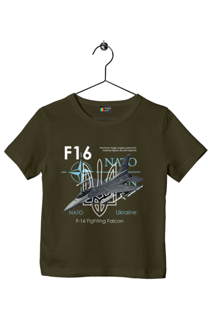 Футболка детская с принтом F16. F16, nasams, zuzana, гаубица, два герба, залужный, сюзанно. 2070702