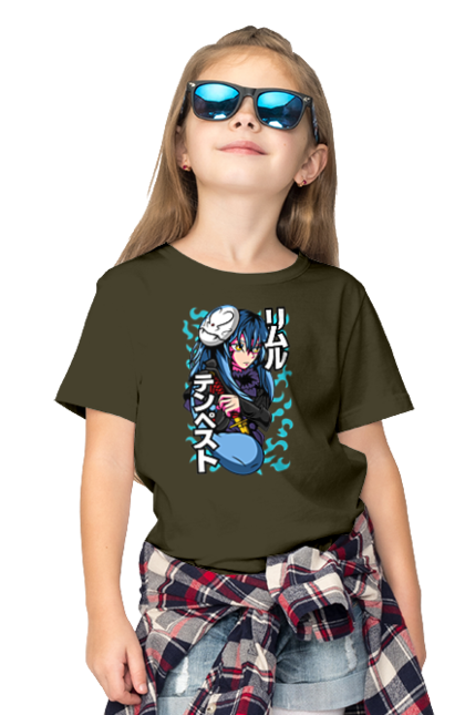 Children's t-shirt with prints Regarding Reincarnated to Slime Rimuru Tempest. Anime, manga, reincarnated to slim, reincarnated to slime, rimuru, rimuru tempest, short story, slime. 2070702