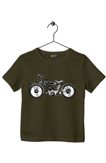Футболка дитяча з принтом "Мотоцикл Ретро". Мото, мотоцикл, ретро. 2070702