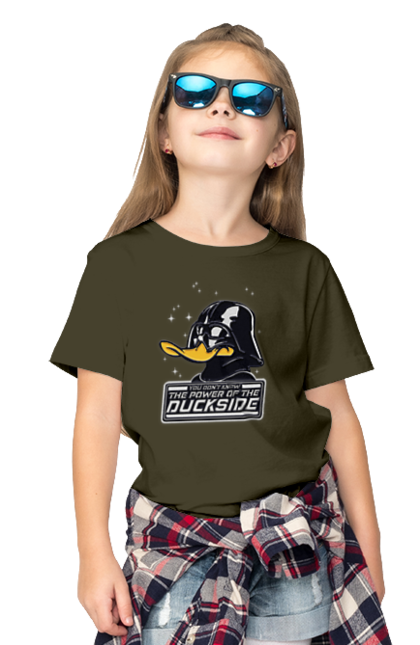 Футболка дитяча з принтом "Дак Вейдер". Dark side, darth vader, star wars, дарт вейдер, зоряні війни, качині історії, качка, темна сторона. 2070702