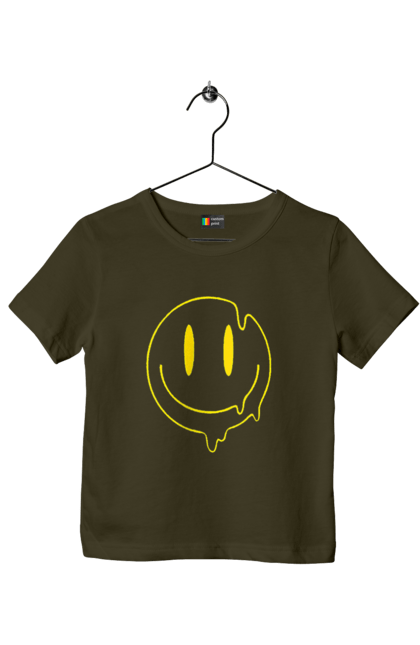 Футболка дитяча з принтом "Літній Смайлик". Весела пика, веселий смайлик, жарко, комп`ютерна посмішка, людина з посмішкою, пика, поплив, посмішка, смайл гарного настрою, смайлик, спітнілий смайлик, тече, усміхнене пика, усміхнений чоловічок, чоловічок з посмішкою. 2070702