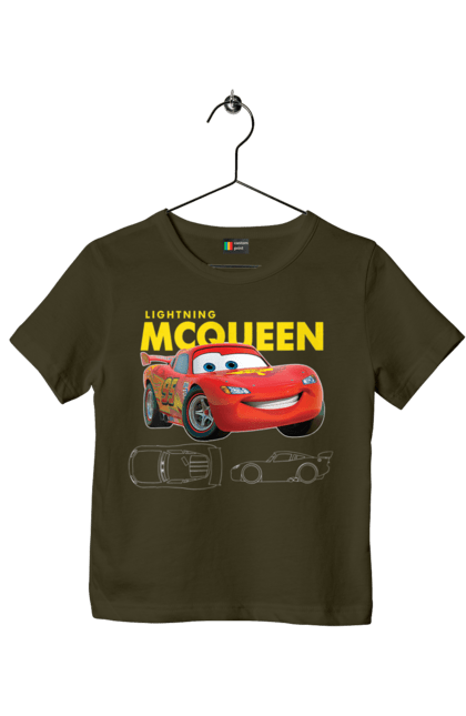 Футболка детская с принтом Молния Маккуин. Lightning mcqueen, гонки, молния маккуин, мультик, мультфильм, спорт, тачки. 2070702