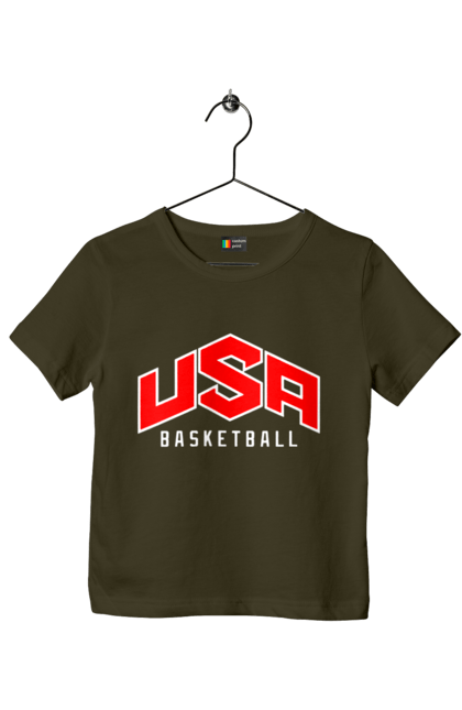 Футболка дитяча з принтом "Баскетбол США". Basketball, usa, usa basketball, баскетбол, команда, спорт, спортивна команда, сша. 2070702