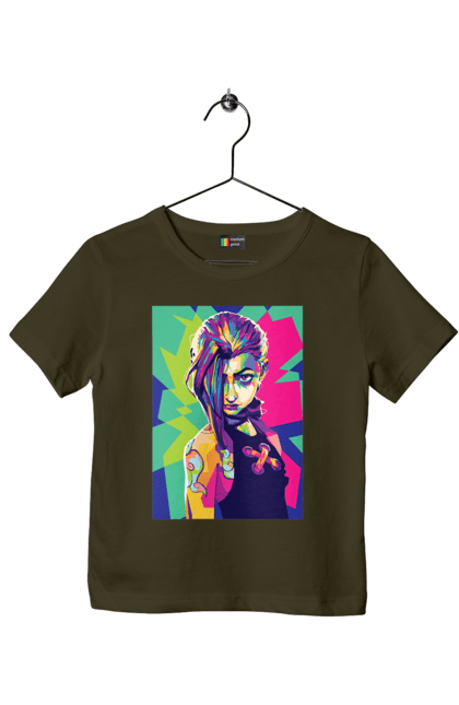 Children's t-shirt with prints Arcane. Animated series, arcane, fantasy, fortiche, jinx, league of legends, riot games, wai. 2070702