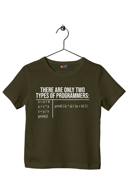 Футболка дитяча з принтом "Два типи програмістів". Два програмісти, два типи, два типи програмістів, жарт it, мак адреса, програма, програміст, програмісти жартують, технічне завдання, фрілансер. 2070702