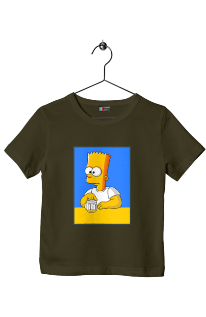Футболка дитяча з принтом "Барт любитель пива". Барт, барт сімпсон, мультперсонажі, мультфільми, сімпсони, український прапор. 2070702