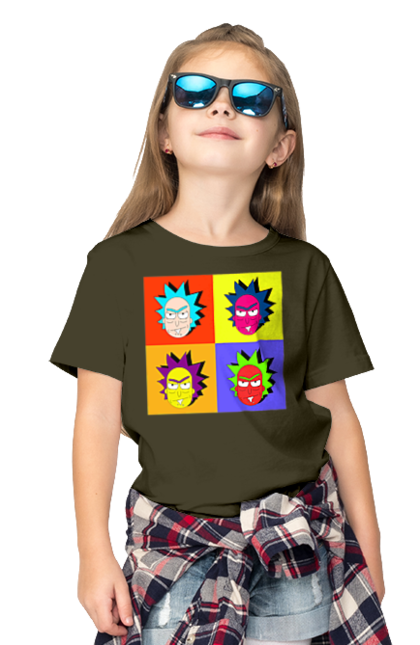 Children's t-shirt with prints Rick and Morty. Adventures, black humor, cartoon, pop art, rick, rick and morty, sci-fi, tragicomedy. 2070702