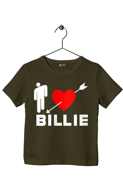 Футболка дитяча з принтом "Біллі Айліш". Біллі айліш, логотип біллі айліш, принт біллі айліш, співачка біллі айліш. 2070702