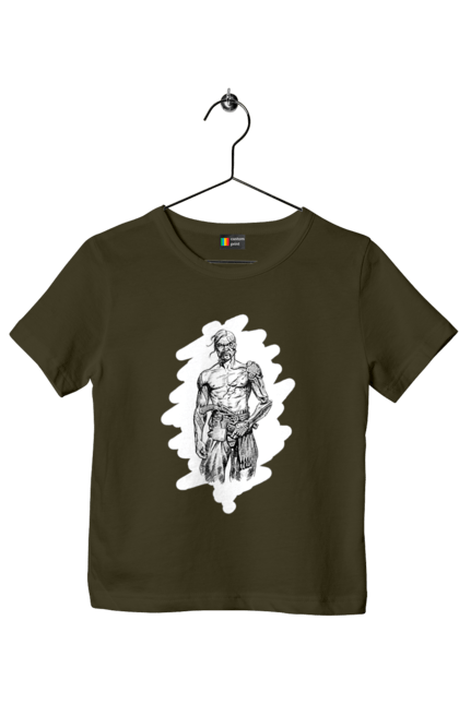 Children's t-shirt with prints Cyborgs of ukraine. Cossack, cyborg, forelock, patriot, pistol, ukrainian, vusa, zbroya. 2070702