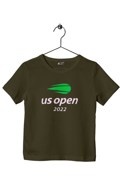 Футболка дитяча з принтом "Тенісний турнір US Open 2022". Великий теніс, відкритий чемпіонат, гравці, м`яч, нью йорк, призовий фонд, ракетка, турнірна сітка, хард, чемпіонат америки. 2070702