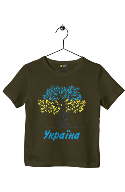 Футболка дитяча з принтом "Синьо жовте дерево Україна". Дерево україна, символ україни, синьо жовте дерево, україна, українська символіка. 2070702