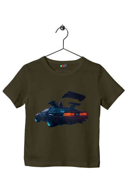 Children's t-shirt with prints DeLorean from back to the future. Car, delorean, from film. 2070702