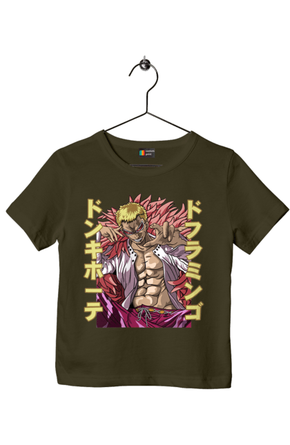 Children's t-shirt with prints One Piece Donquixote Doflamingo. Anime, donquixote doflamingo, heavenly yaksha, manga, one piece, straw hat pirates. 2070702